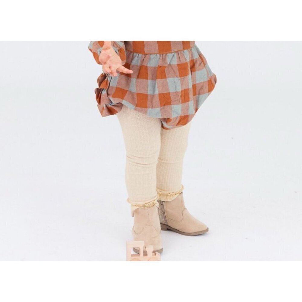 Ruffle Butts Rugged Butts Baby Footless Ruffle Tights NEW Heather Oatmeal Ribbed - Picture 5 of 5